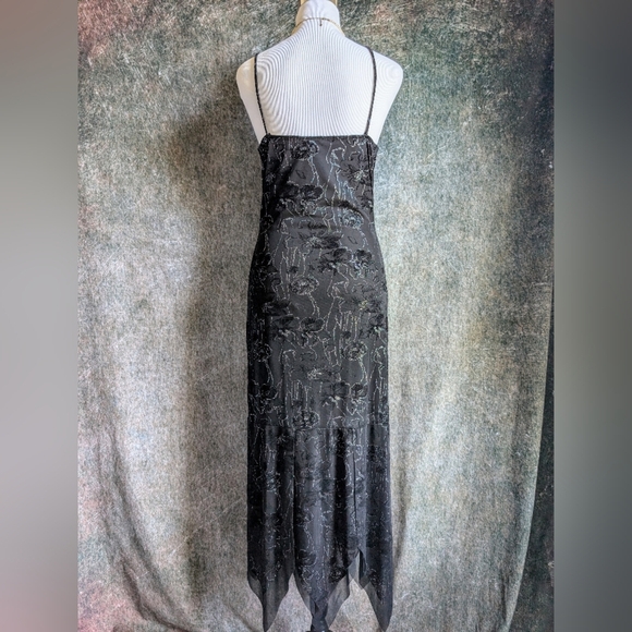Fairycore Y2K 2000s Glitter Black Prom Slip Strap Dress - Picture 5 of 6